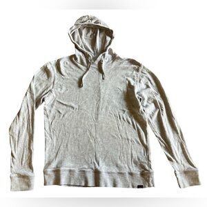 FAHERTY $98 Sunwashed Organic Hoodie Light Grey Heather Sz S Slub Knit Peru